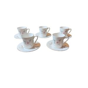 5 Scherzer Cups & Saucers Orchid Design Scherzer Bavaria Germany Espresso